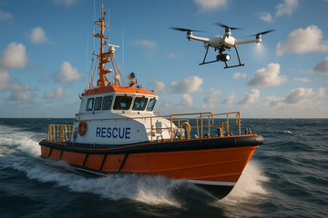 rescue boat and drone